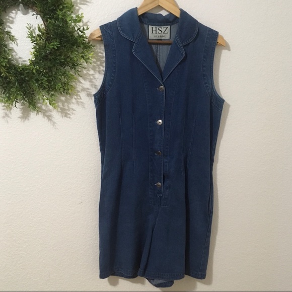HSZ Studio Denim Sleeveless Romper - Picture 1 of 16
